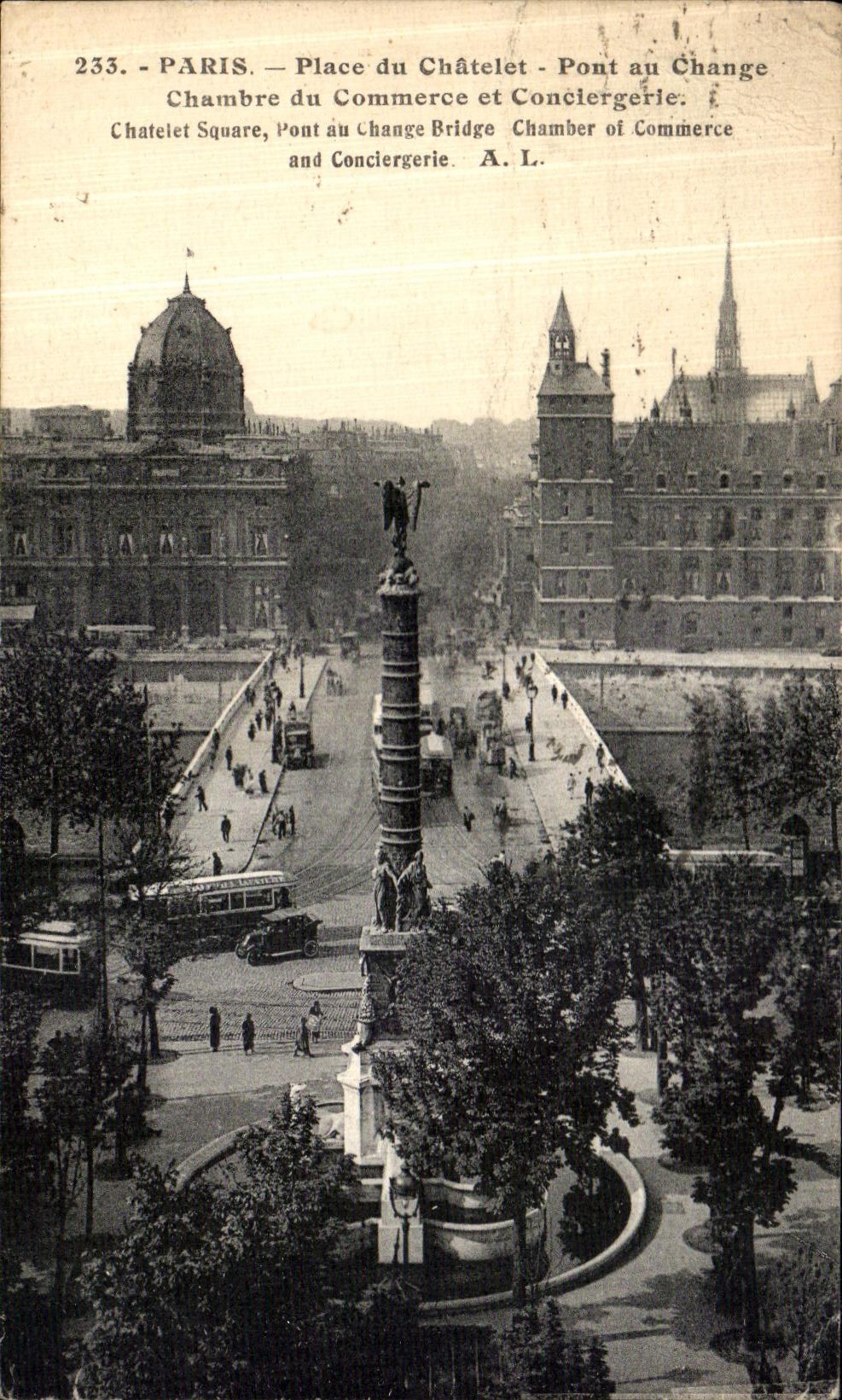 CPA Paris Place du Chatelet Pont au Change Chambre du Commerce et Conciergerie