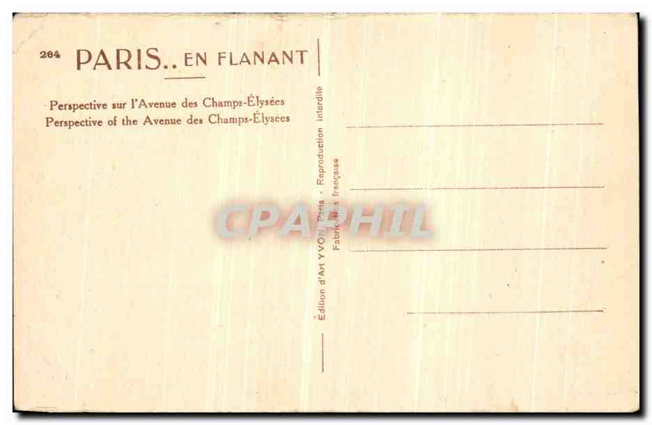 CPA Paris En Flanant Perspective sur l Avenue des Champs Elysees — Rückseite