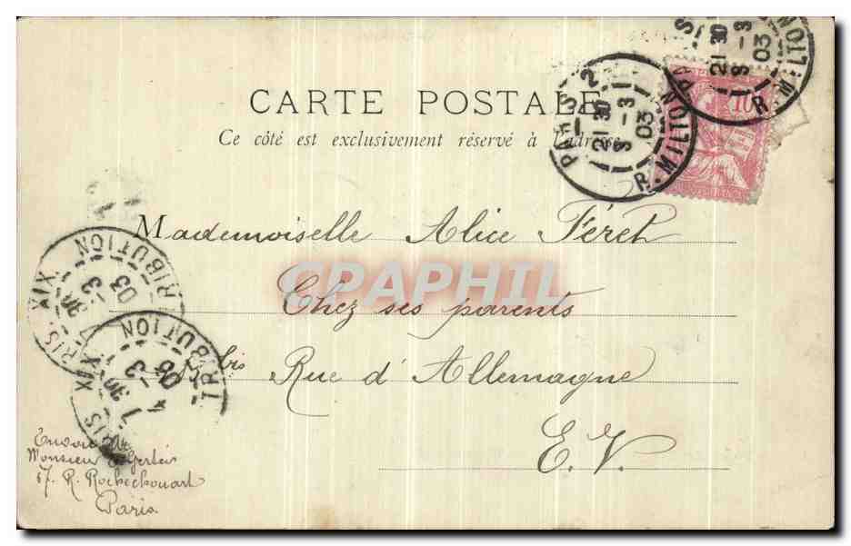 CPA Paris Pont de Briques des Buttes Chaumont — Rückseite