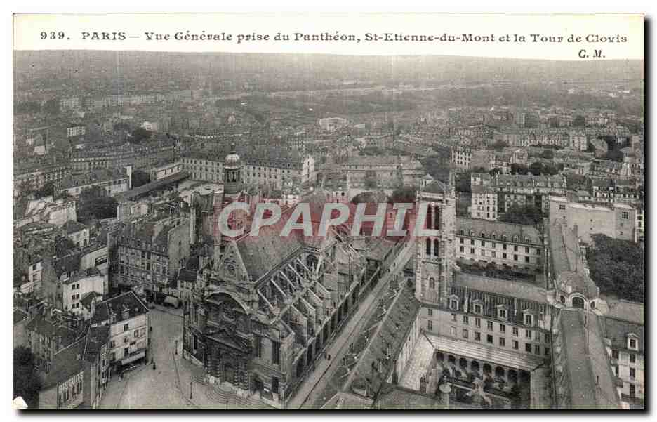 CPA Paris Vue Generale prise du Pantheon St Etienne du Mont et la Tour de Clovis