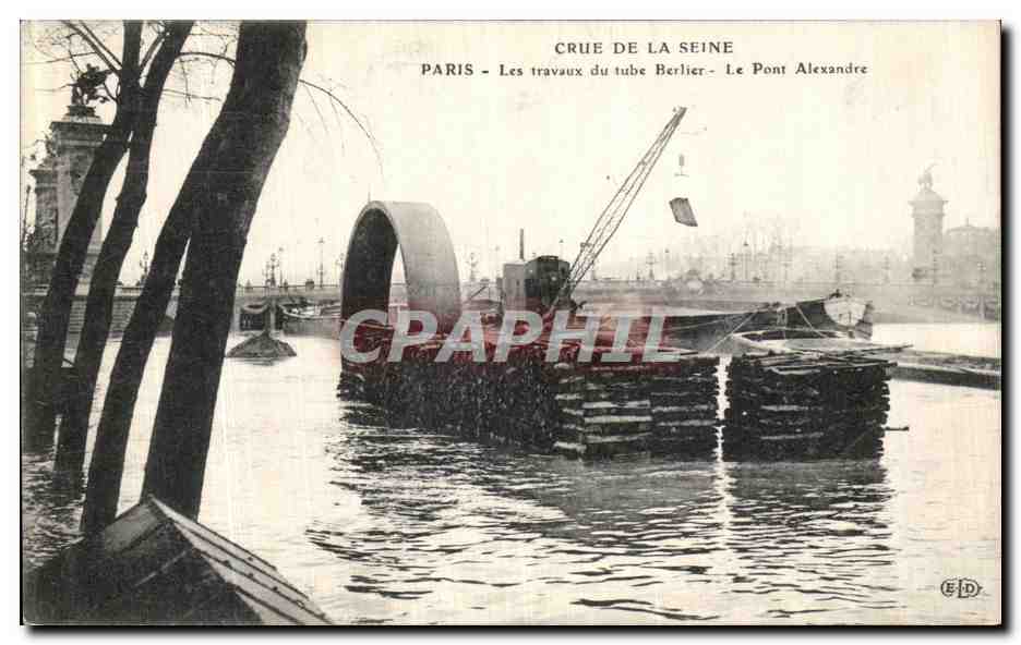 Paris - Hochwasser der Seine - Arbeiten am Berlier-Tunnel - Brücke Alexandre