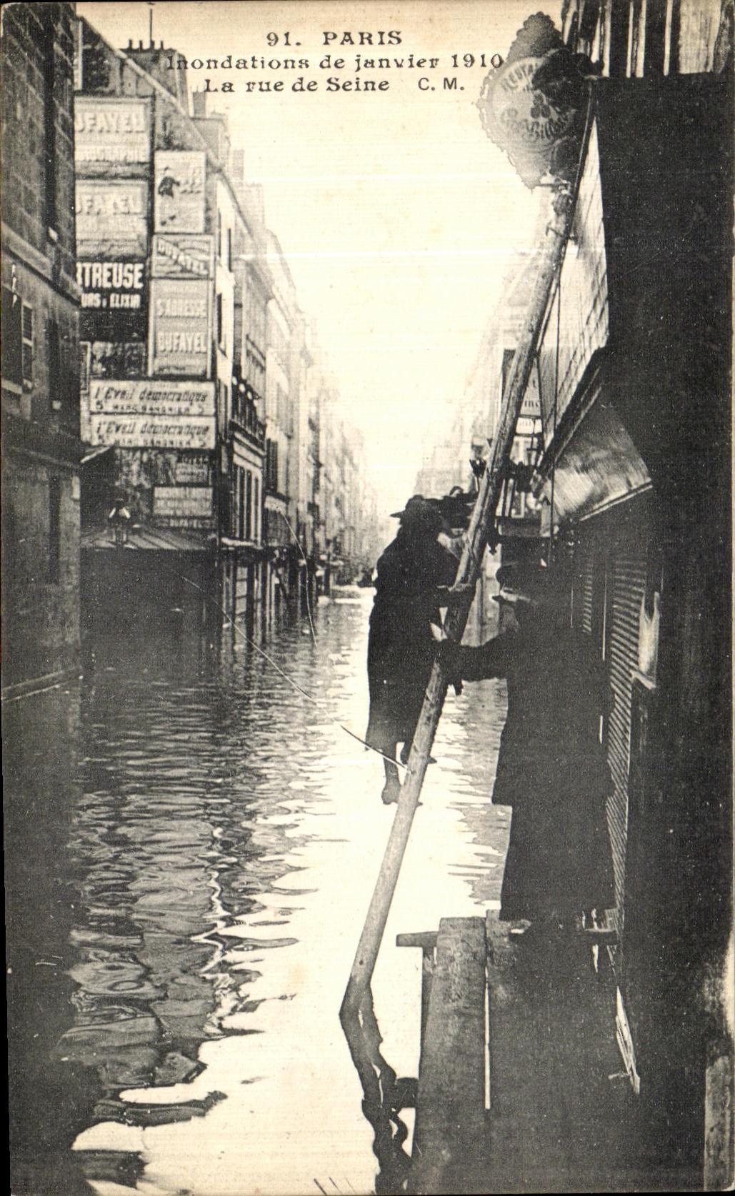 CPA Paris Inondations de Janvier La rue de Seine