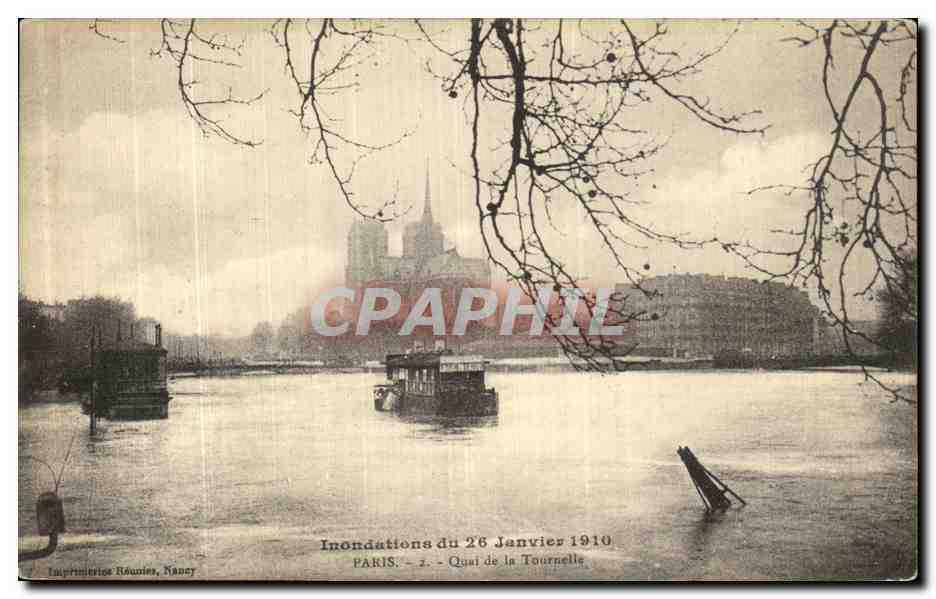 CPA Inondations du Janvier Paris Quai de Tournelle
