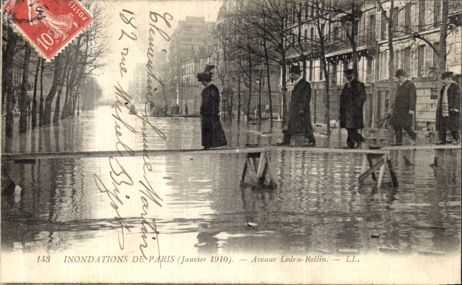 Inundations of Paris — January 1910 — Avenue Ledru-Rollin — LL. — N° 143