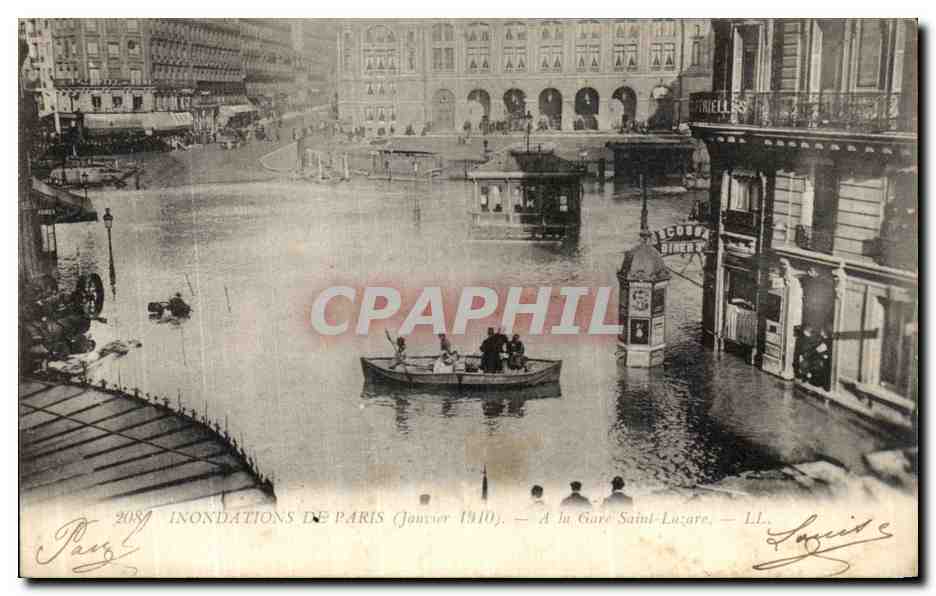 CPA Inondations de Paris A la Gare Saint Lazare