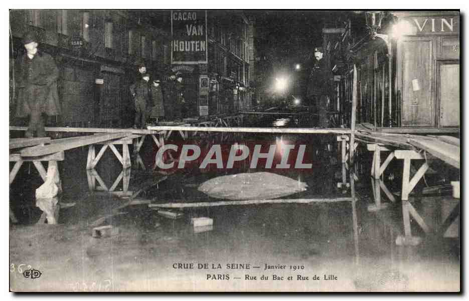 Crue de la Seine — Janvier 1910 — Paris — Rue du Bac et Rue de Lille