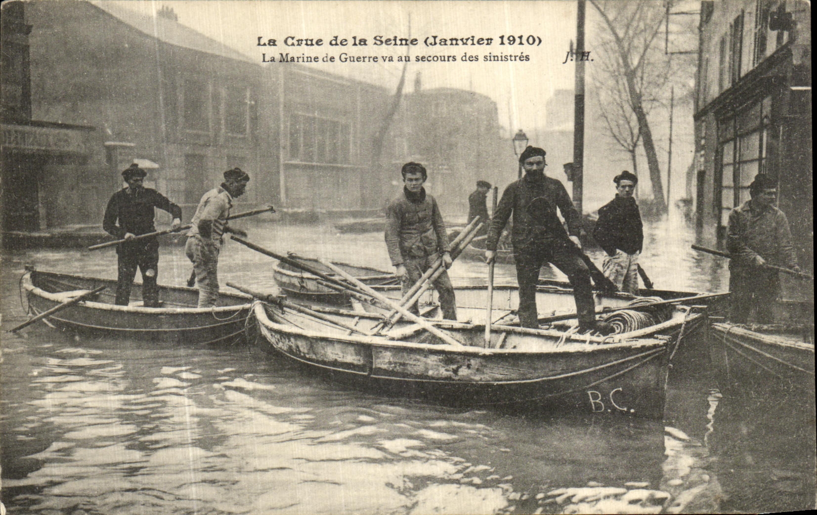 Die Überschwemmung der Seine (Januar 1910) — Die Marine hilft den Opfern — J. H.