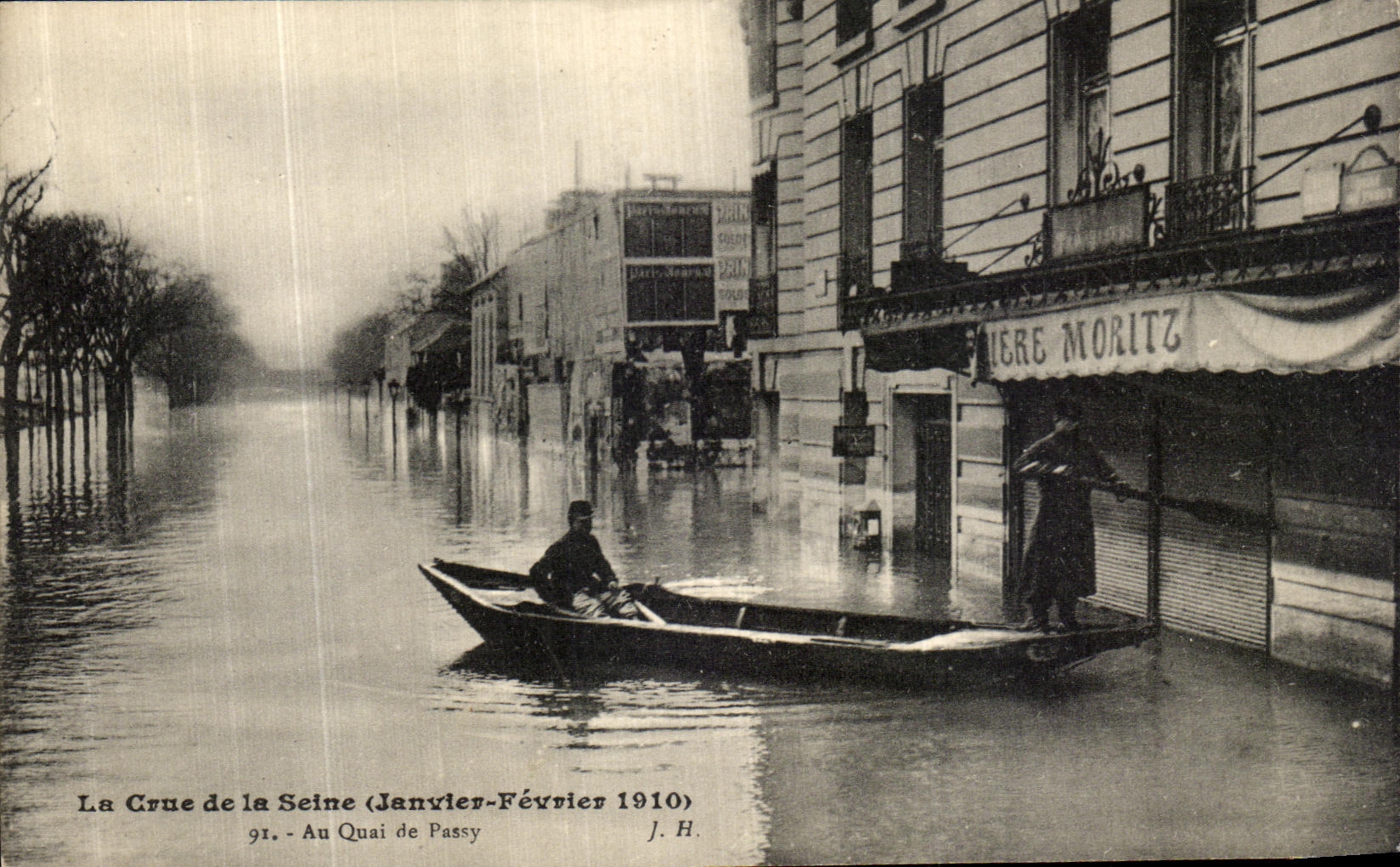 La Crue de la Seine (Janvier-Février 1910) — Au Quai de Passy — J.H. n°91