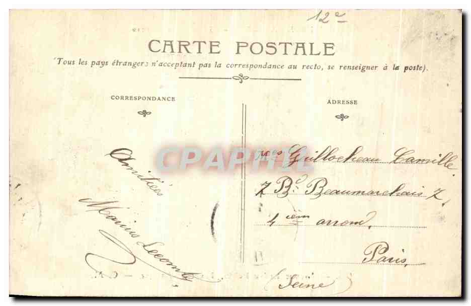 Inondations — Paris; janvier 1910 — C. M. — n° 104 — Rückseite