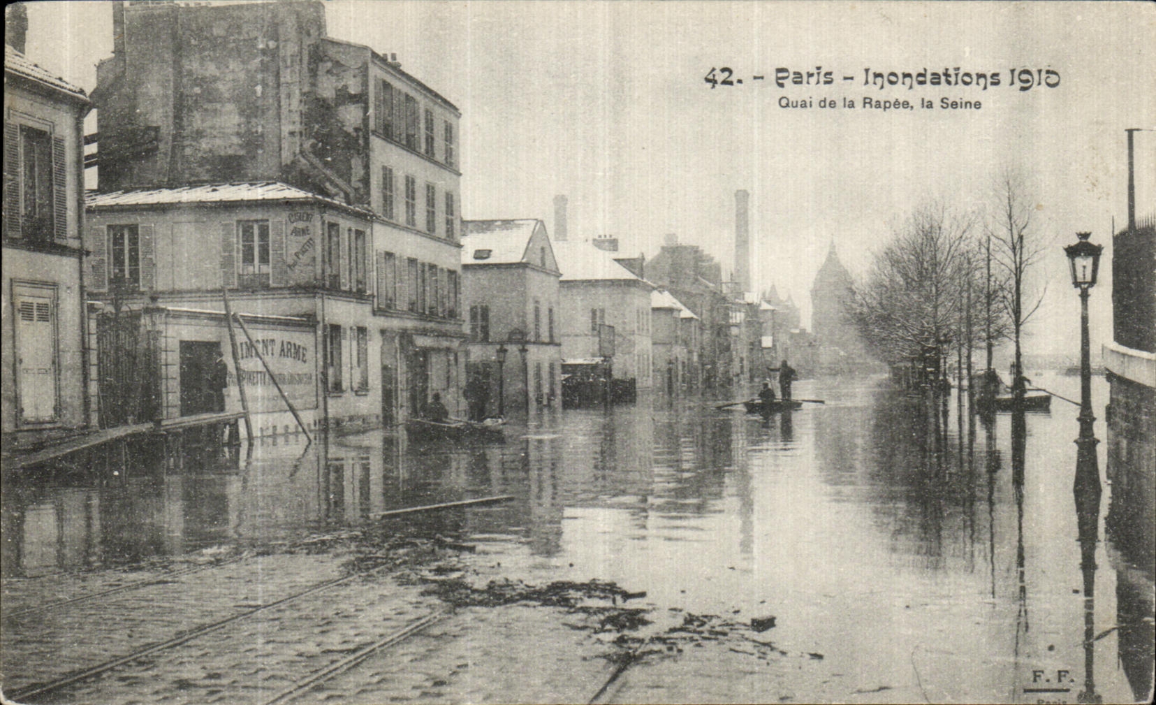 Paris - Inondations 1915 - Quai de la Rapée, la Seine — F.F. Paris, n°42