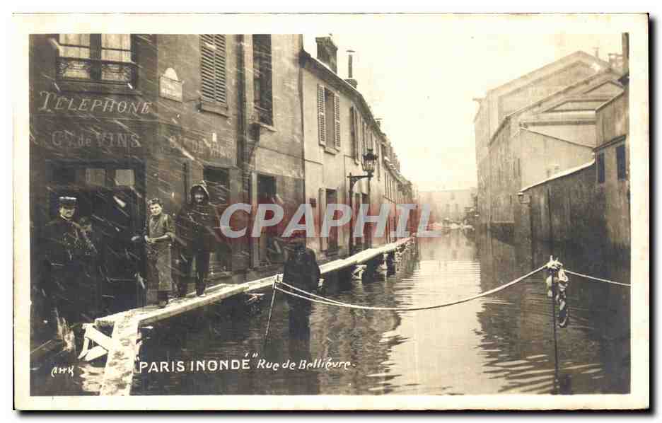 CPA Paris Inondations Rue de Bellievre