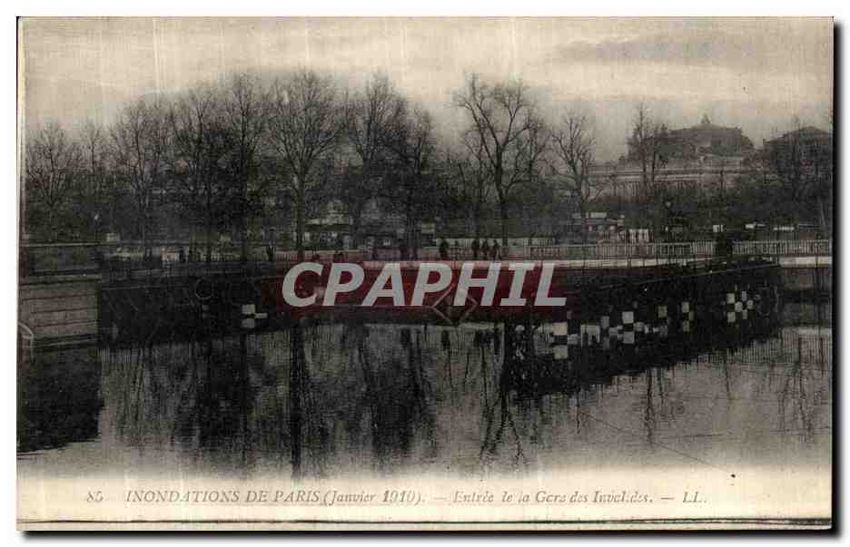 Inondations de Paris (Janvier 1910) — Entrée de la Gare des Invalides — LL.