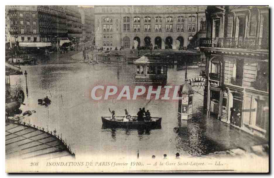 CPA Paris Inondations De A La Gare Saint Lazare