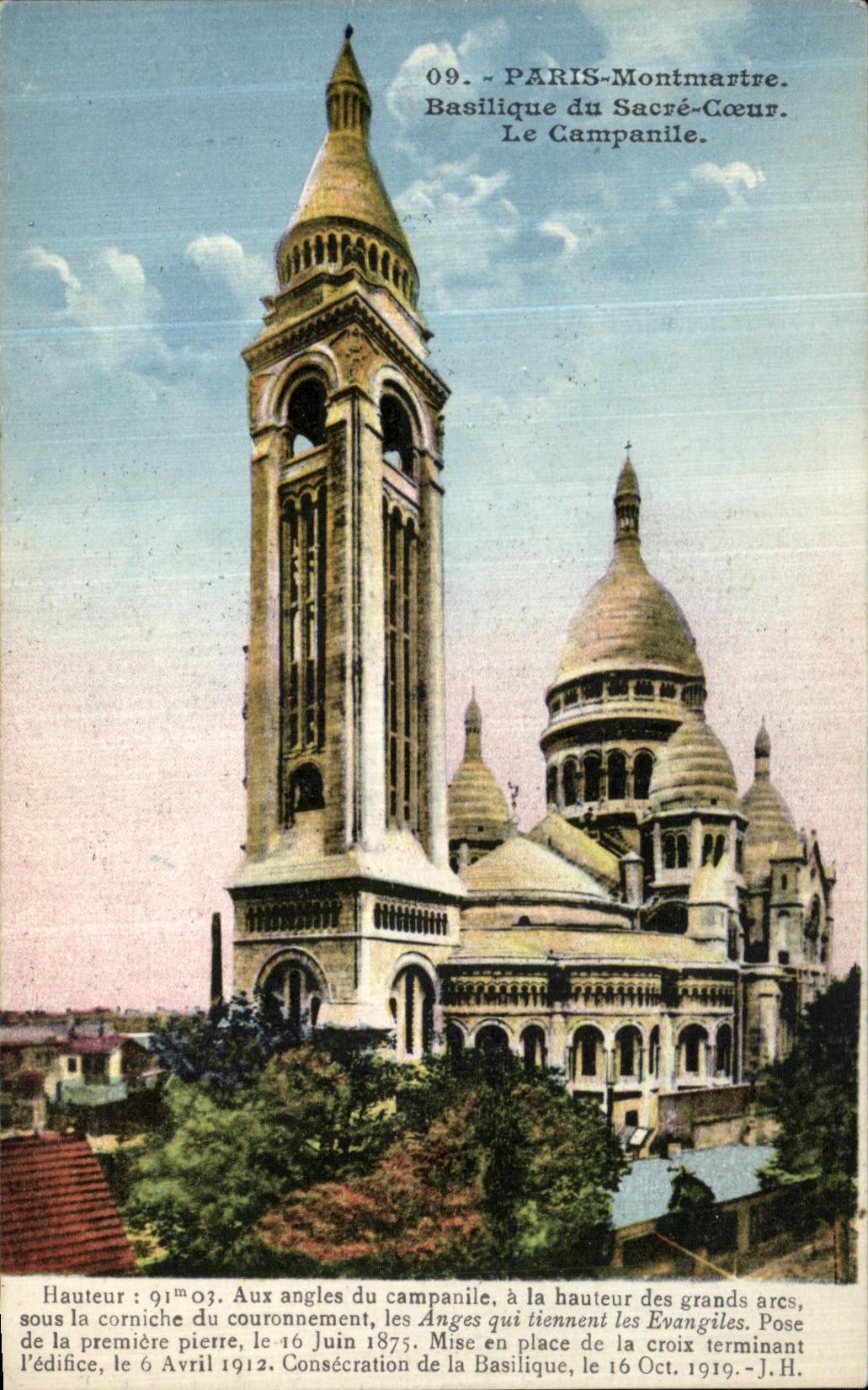 CPA Paris Montmartre Basilique du Sacre Coeur Le campanile