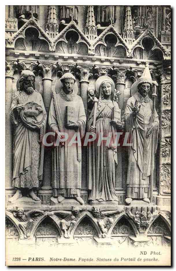 CPA Paris Notre Dame Facade Statues du Portail de Gauche