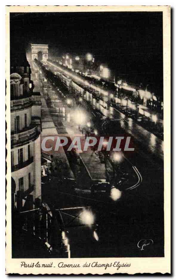CPA Paris la nuit Avenue des champs Elysees