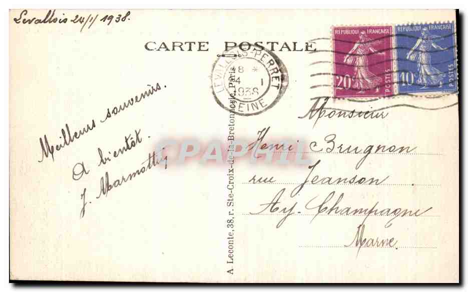 CPA Paris L Arc de Tomphe et la Place de L Etoile — Rückseite