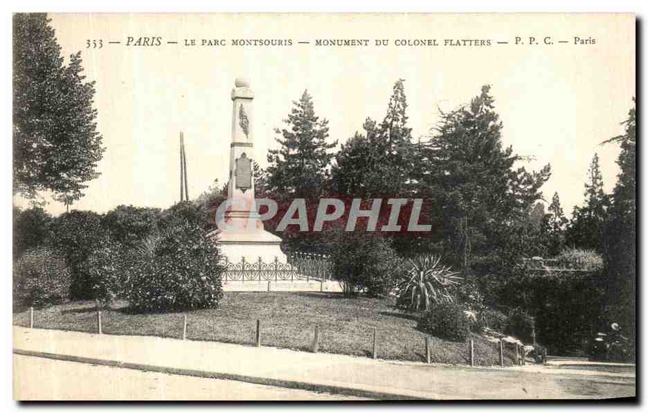 CPA Paris Parc Montsouris Monument du colonel Flatters