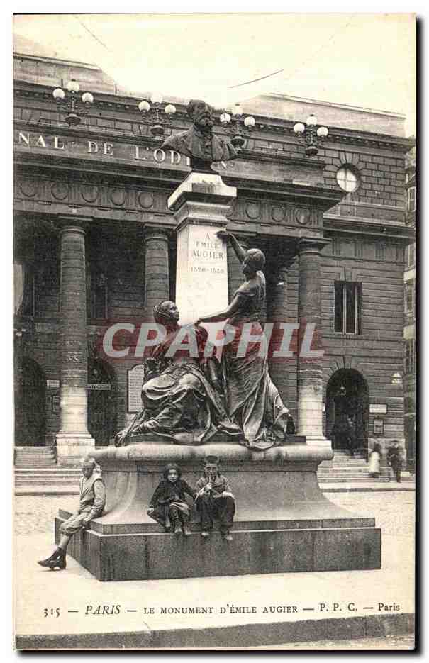 CPA Paris Le Monument D Emile Augier Enfants