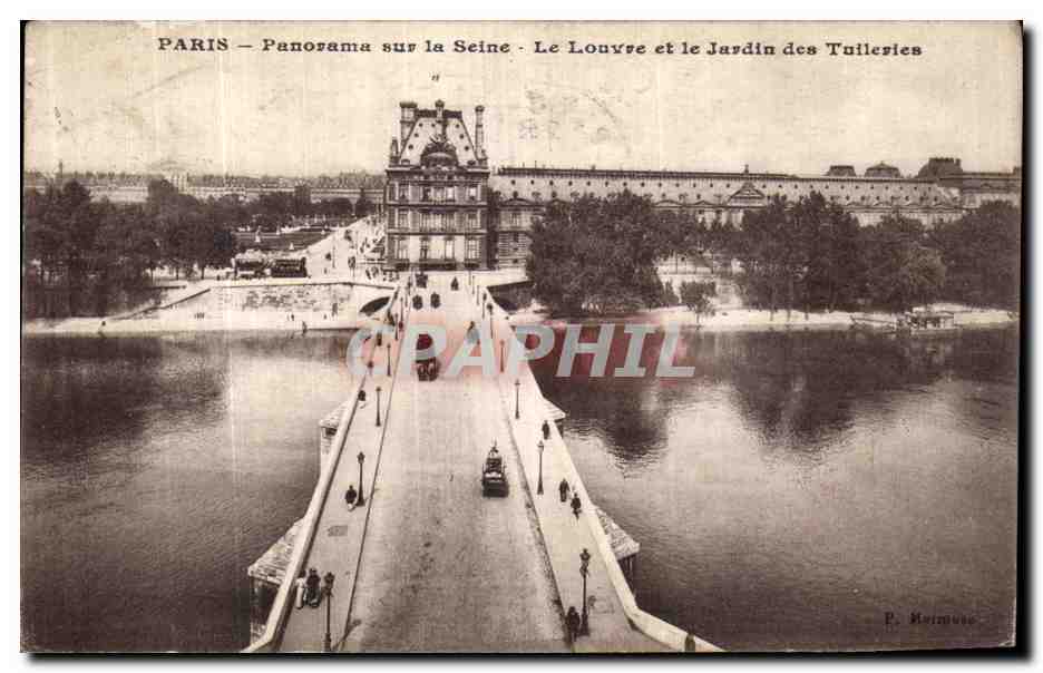 CPA Paris Panorama sur la Seine Le Louvre et le Jardin des Tuileries 