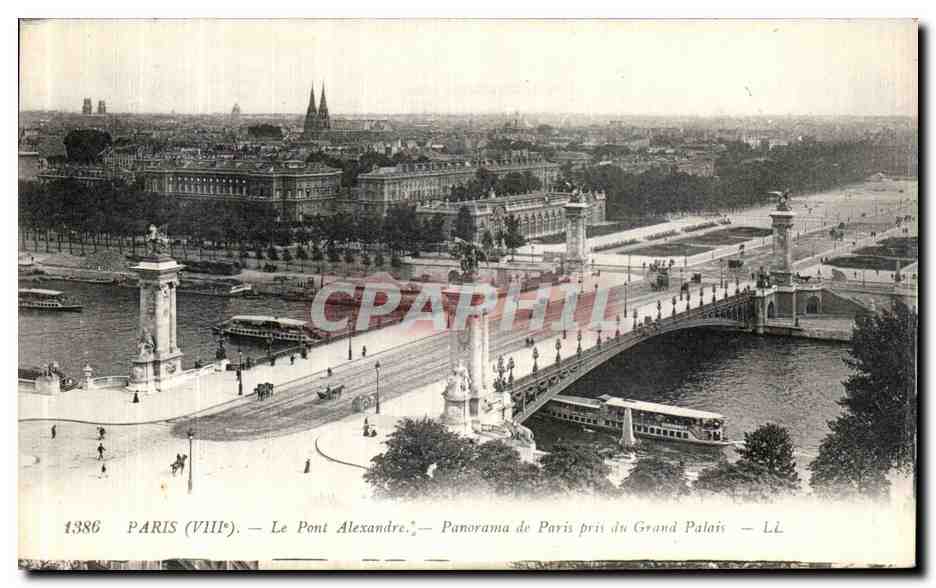 CPA Paris Le Pont Alexandre III Panorama de Paris pris du Grand Palais