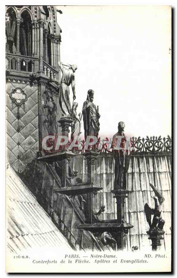 PARIS — Notre-Dame. Contreforts de la Flèche. Apôtres et Évangélistes — ND. Phot. (ND. Phol.)