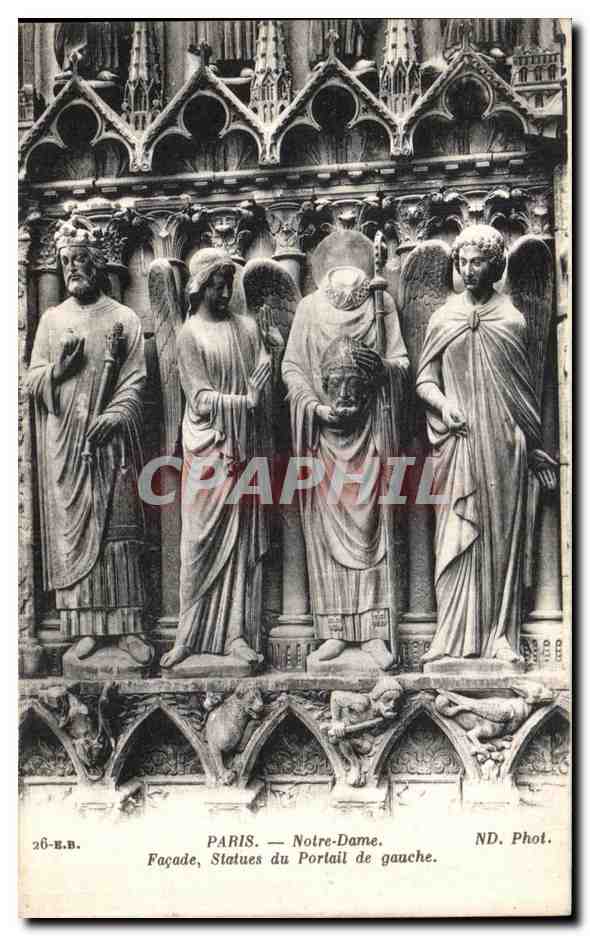CPA Paris Notre Dame Facade Statues du Portail de gauche