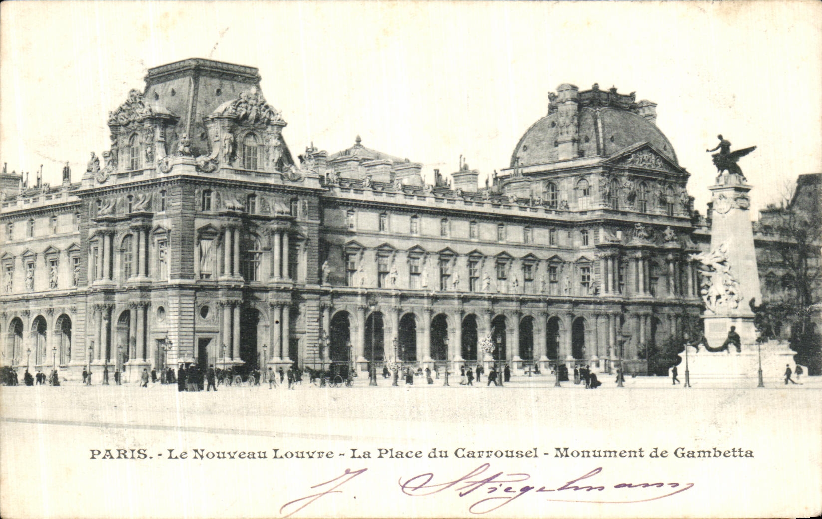 CPA Paris Le Nouveau Louvre La Place du Carrousel Monument de Gambetta