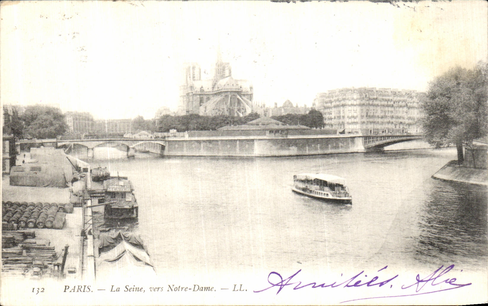 CPA Paris la Seine vers Notre Dame