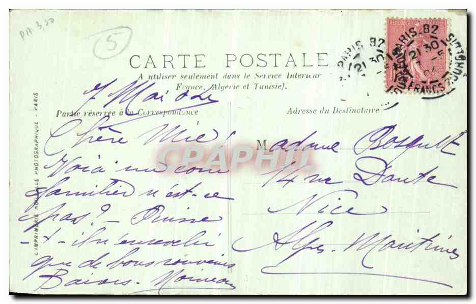 CPA Paris la Seine vers Notre Dame — Verso