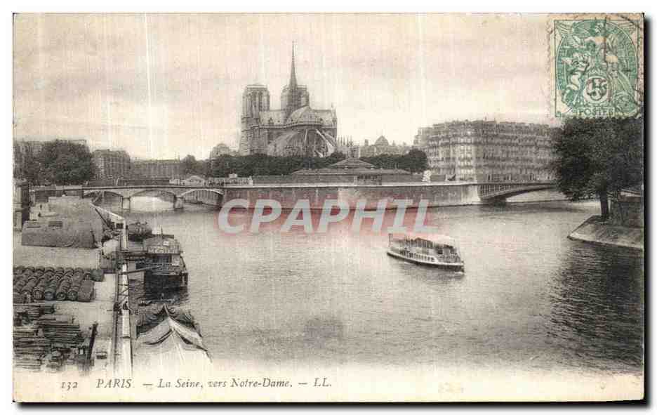 CPA Paris la Seine vers Notre Dame