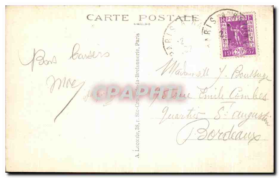 CPA Paris La Palais du Luxembourg et les Jardins — Verso
