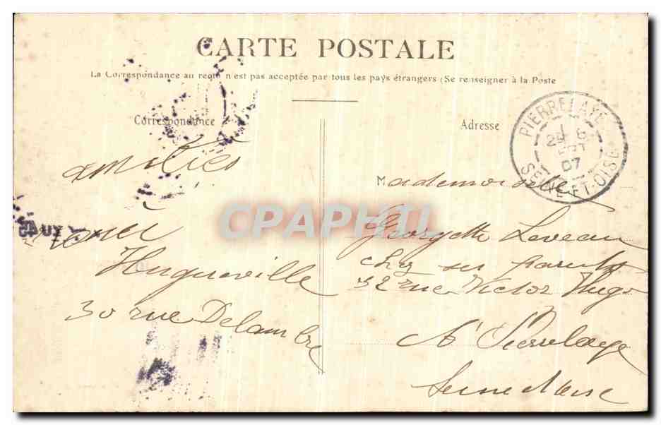 CPA Paris Lion de Belfort — Rückseite