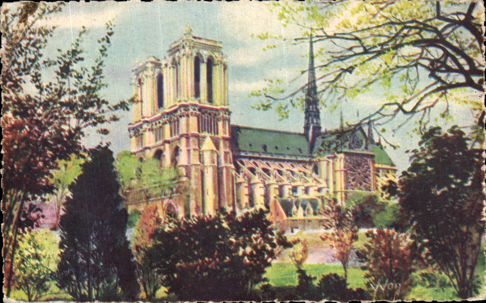 CPA Paris Notre Dame Vue de Saint Julien le Pauvre