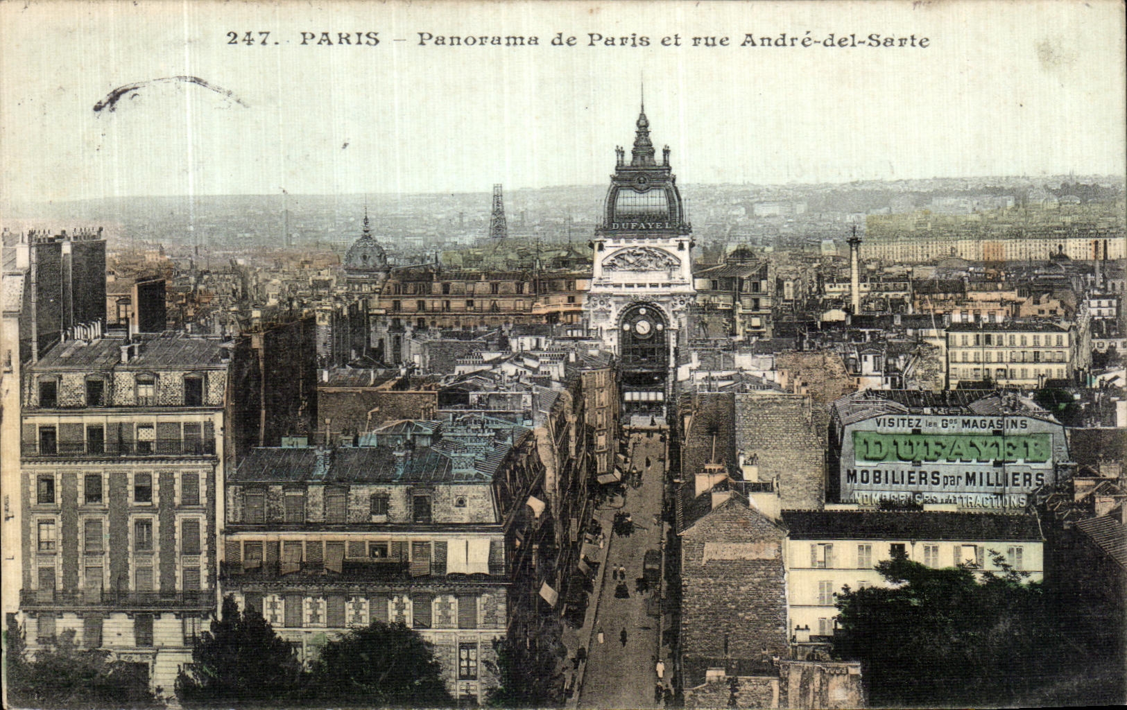 CPA Paris Panorama de Paris et Rue Andre del Sarte