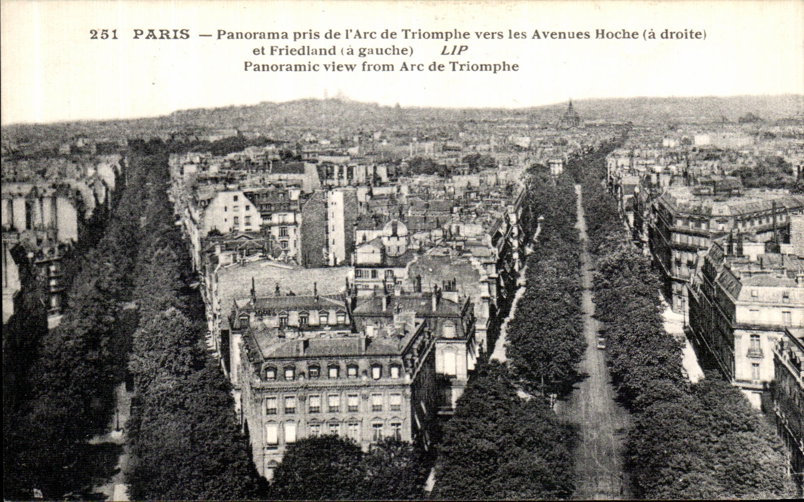 CPA Paris Panorama pris de L Arc de Triomphe Vers les Avenues Hoche et Friedland