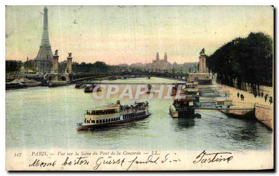 CPA Paris Vue Sur la Seine de la Concorde tour Eiffel