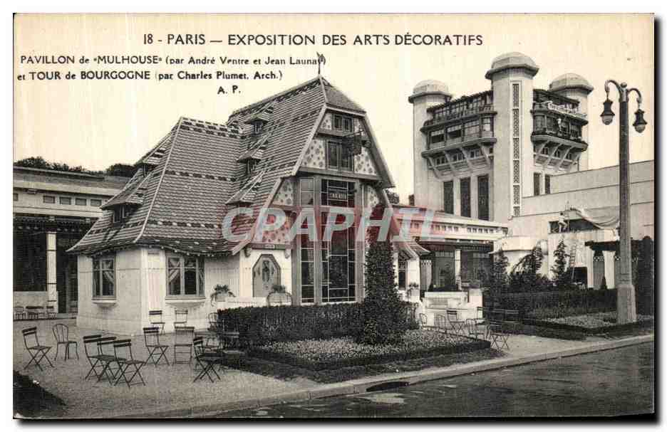 CPA Paris Exposition Des Arts Decoratifs Pavillon de Mulhouse Tour de Borgigne 