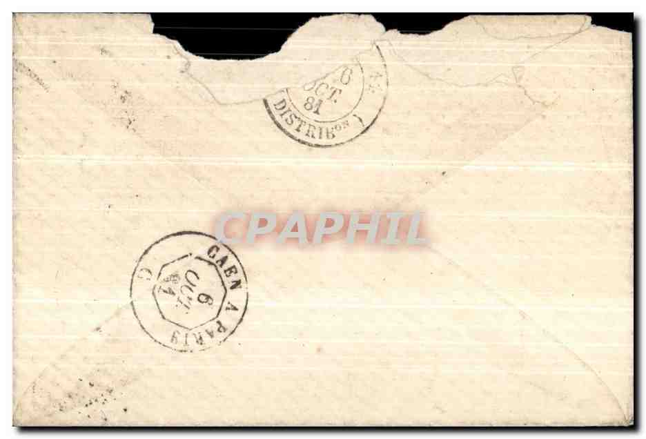 Petite lettre Type SAge 15c Bleu de Evreu 1881 pour Mr Dulong a Paris  — Rückseite