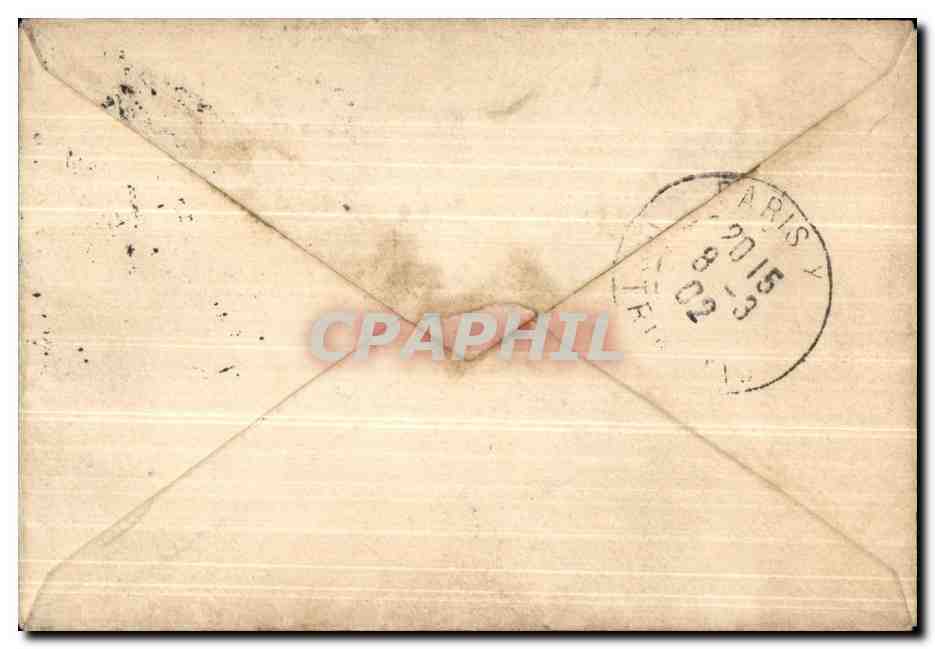 Petite lettre 15c Type mouchon 1902pour Paris Lamarche Rue de la Victoire  — Rückseite