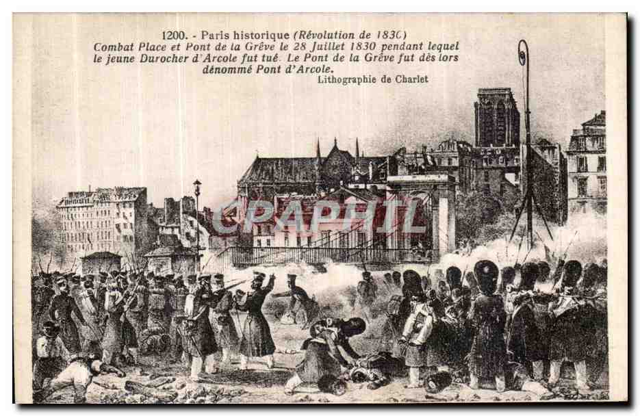 CPA Paris historique Combat Place et pont de la Greve