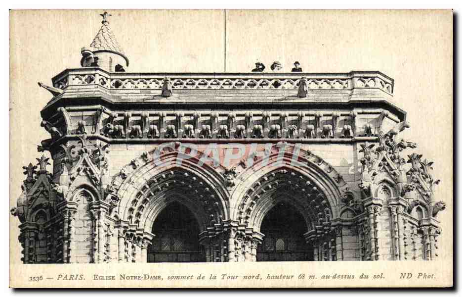 CPA Paris Eglise Notre Dame Sommet de la Tour Nord 