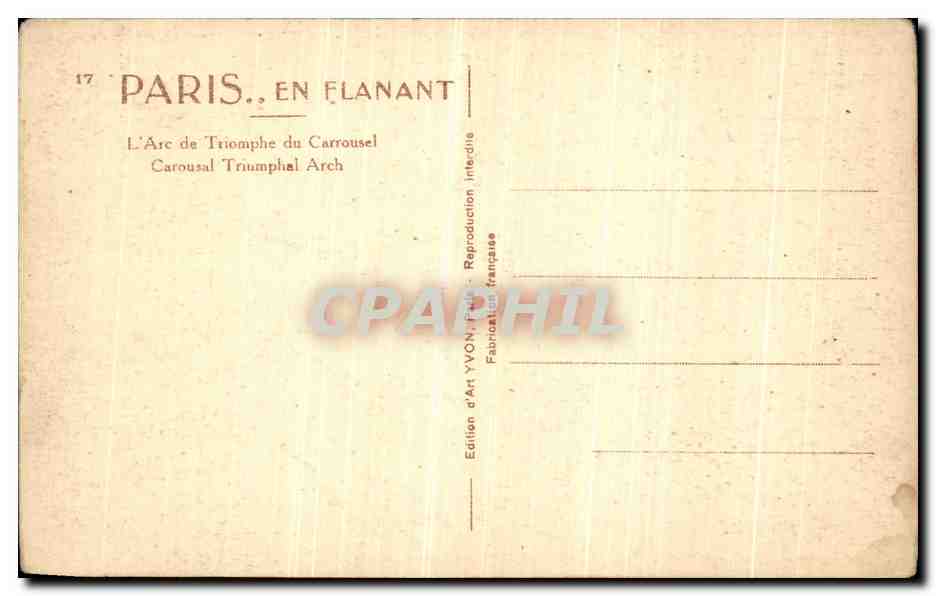 CPA Paris En Flanant L Arc de Triomphe du Carrousel Louvre — Rückseite