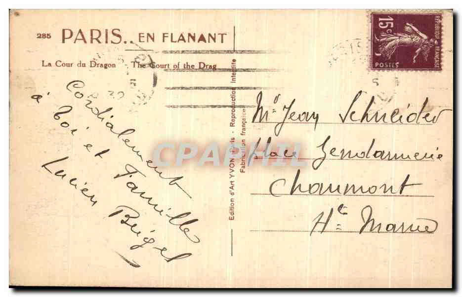 CPA Paris En Flanant La Cour du Dragon — Verso