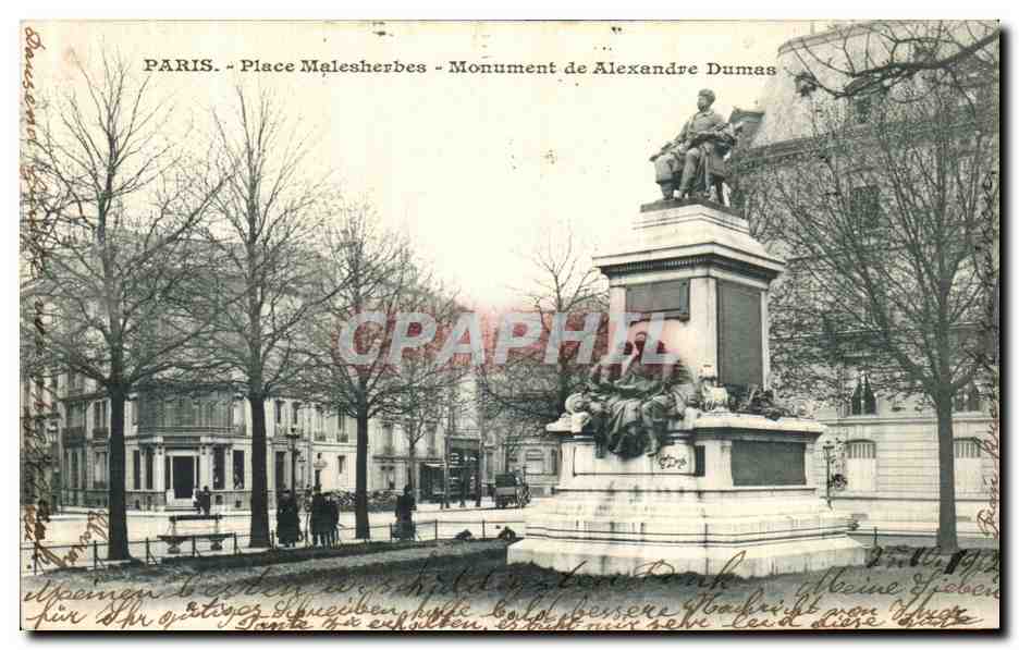 CPA Paris Place Malesherbes Monument de Alexandre Dumas