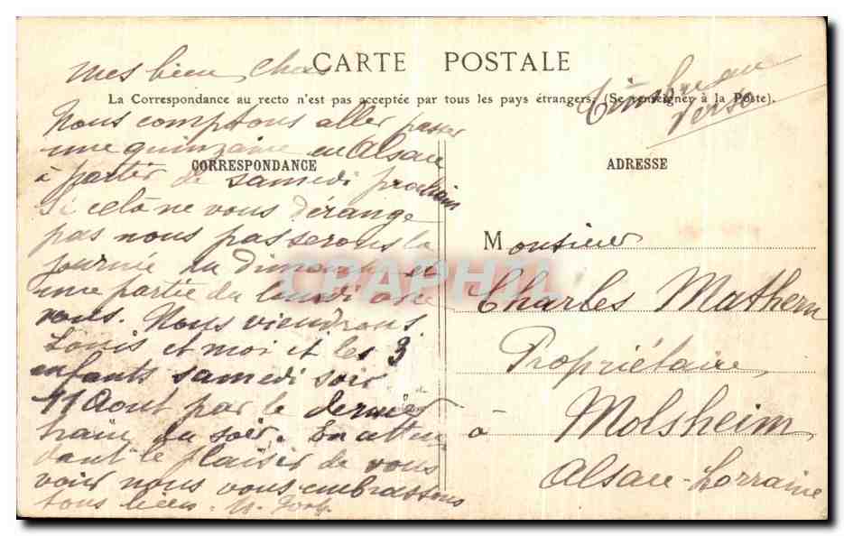 CPA Paris Le Monument Pasteur Place de Breteuil  — Rückseite