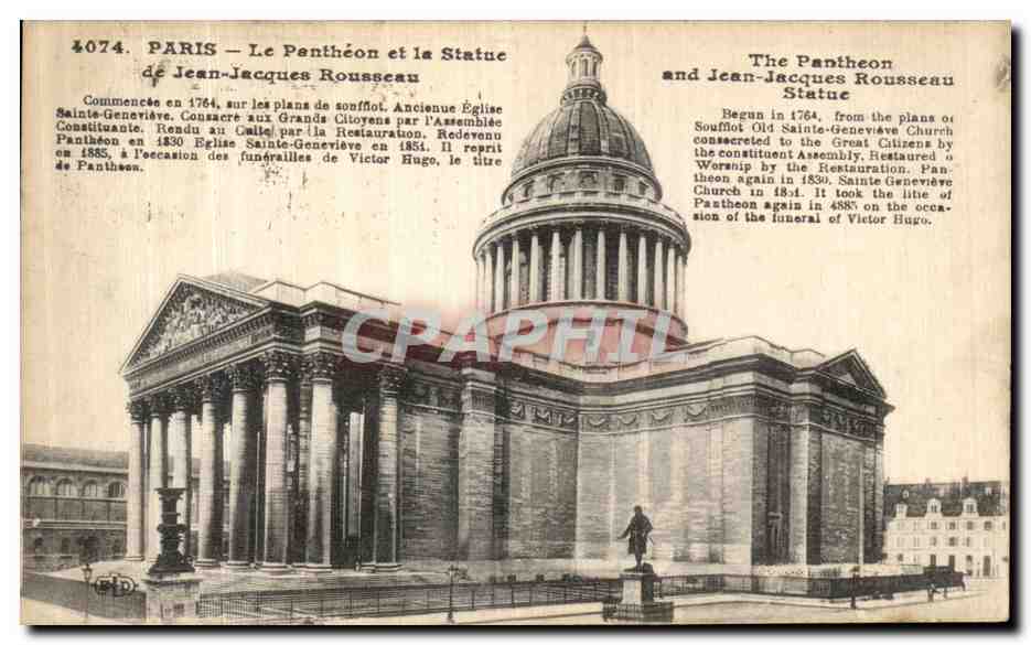 CPA Paris Le Pantheon et La Statue de Jean Jacques Rousseau 