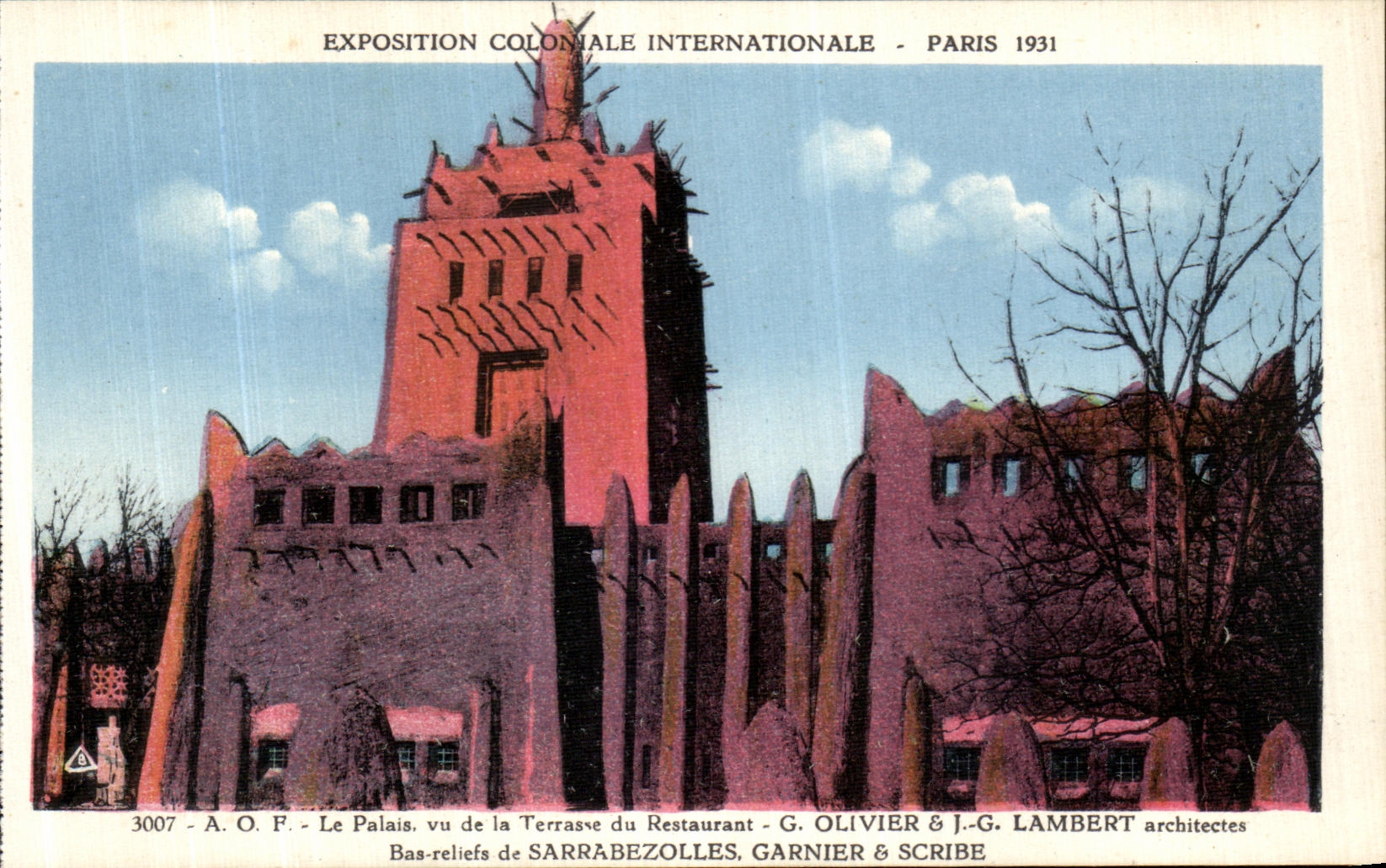 Internationale Kolonialausstellung - Paris 1931 — Das Palais von der Terrasse des Restaurants gesehen — Architekten G. Olivier & J.-G. Lambert