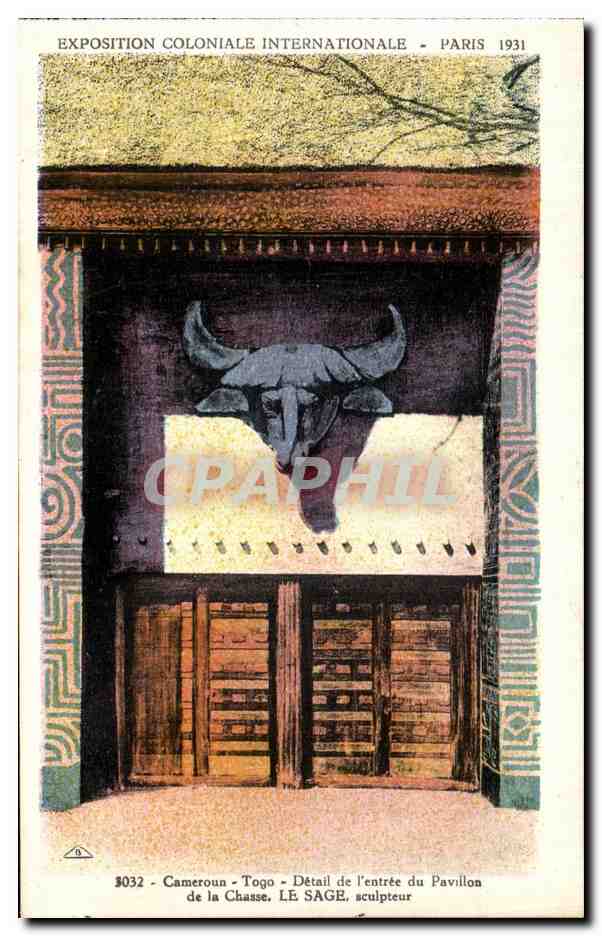 CPA Exposition Coloniale Internationale Paris 1931 Cameroun Togo Detail de l entree du pavillon de la chasse