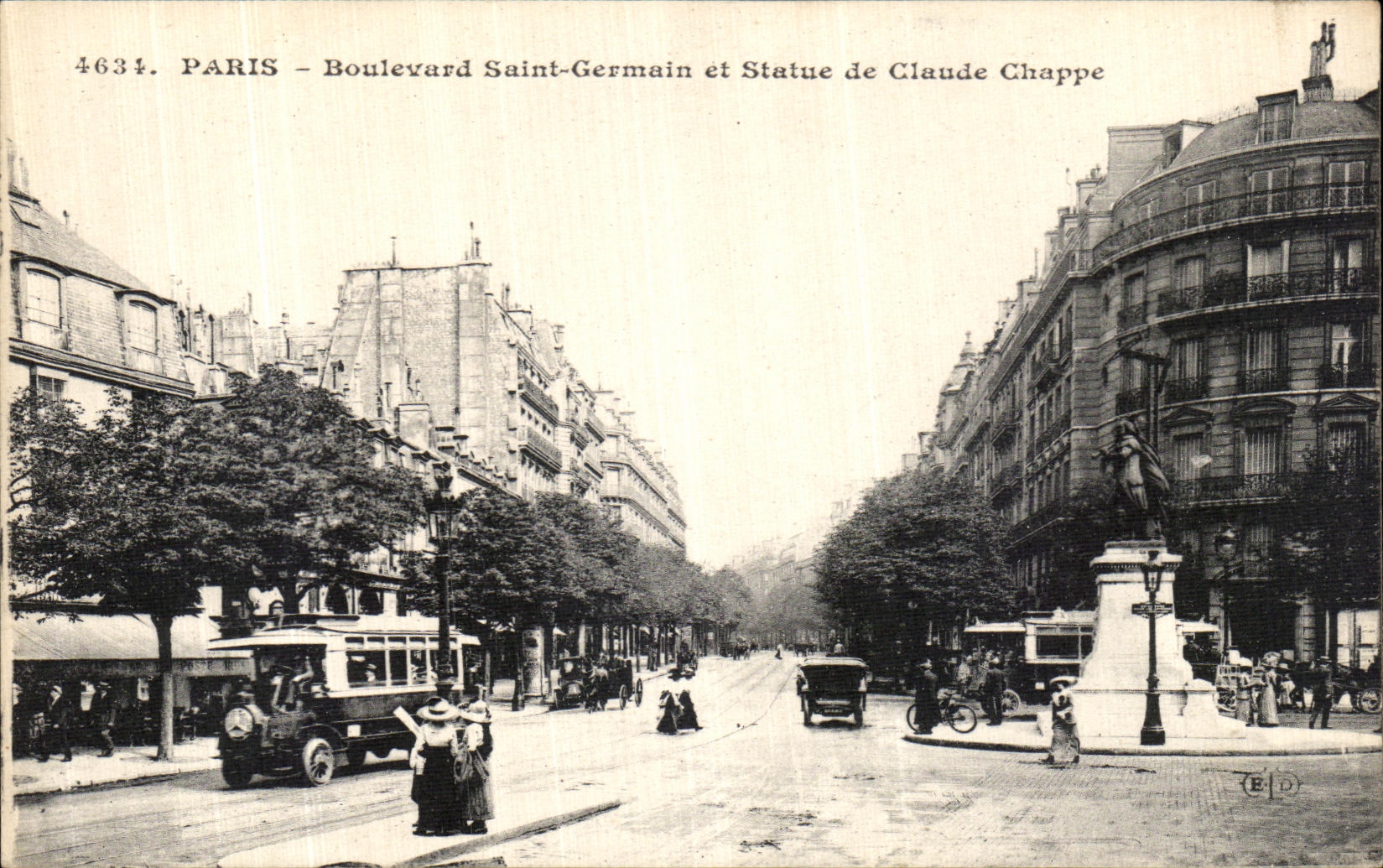 CPA Paris Boulevard Saint Germain et Statue de Claude Chappe